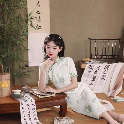 日常修身，中长款气质改良旗袍XL-24117 商品图4