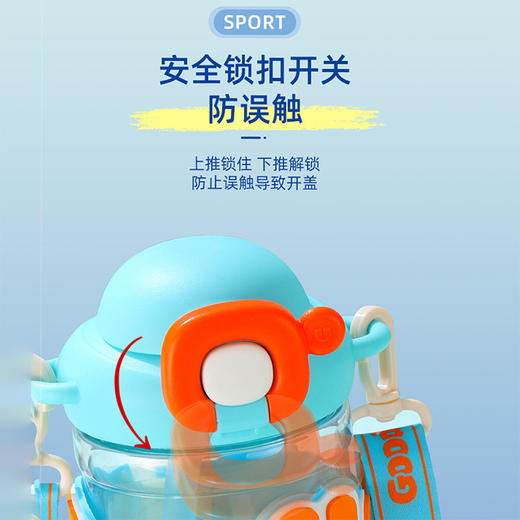 【新潮运动，随手杯 ！】新款随手杯夏季大容量塑料水杯，便携高颜值背带儿童带吸管水杯，一键弹盖 方便快捷食用级硅胶吸管 饮用放心-QQ 商品图3