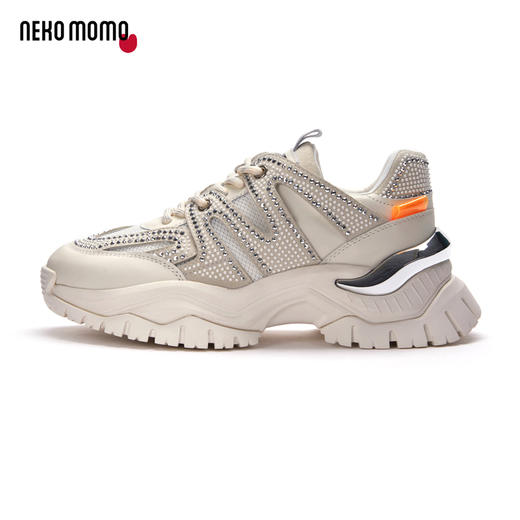 nekomomo2023年春季新款商场同款牛皮镶钻超轻厚底运动鞋老爹鞋M21AM12921女 商品图2