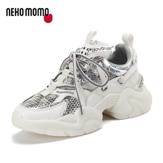 nekomomo2023年夏季新款商场同款牛皮网面超轻厚底增高老爹鞋女M22AM11381 商品图2