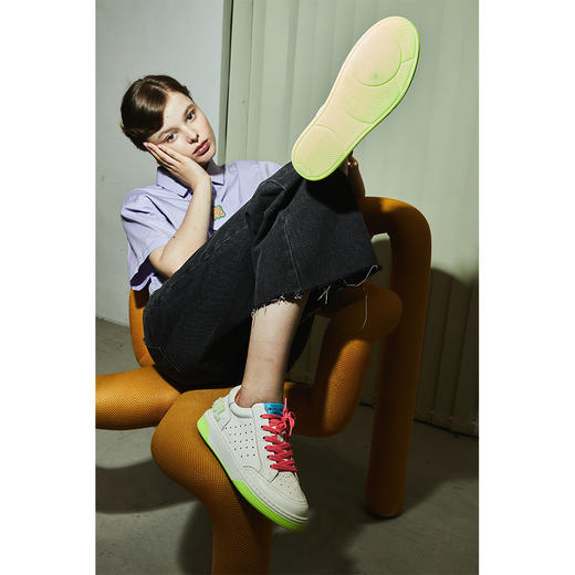 nekomomo2022年秋季新款荧光多彩混搭小香风松糕厚底运动风板鞋女 商品图4