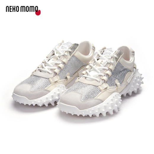 nekomomo2023年春季新款商场同款头层牛皮镶钻系带厚底老爹鞋女M21AM12971 商品图2
