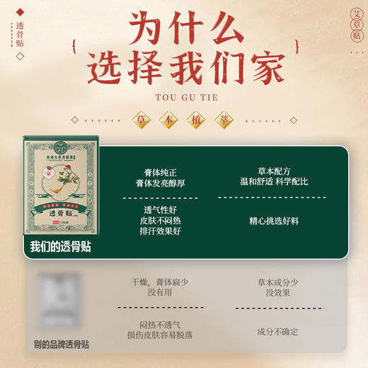 甄选好料草本呵护【香港大药房，艾草透骨贴！】草本植萃传承古方，透骨贴艾灸贴膝盖颈椎腰椎，热敷自发热艾草贴发热贴-lm！ry 商品图2