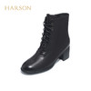 【自营】哈森 冬季新款羊皮短靴复古粗跟短靴绑带时装靴女百搭 HA227141 商品缩略图5