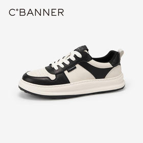 千百度男鞋厚底休闲板鞋春夏黑白增高透气时尚熊猫运动鞋A24168704