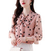 KQLE216N8010 2024春季新款蝴蝶结系带洋气显瘦百搭花色上衣七分袖衬衫 商品缩略图4