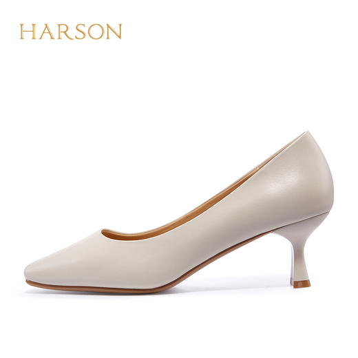 【自营】哈森 秋季新款法式通勤高跟鞋纯色方头羊皮浅口单鞋 HL222502 商品图1