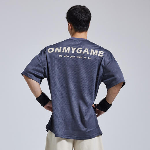 OMG潮牌 网孔透气短袖男士宽松夏季排汗跑步运动健身衣服印花t恤A-EMT2325 商品图1