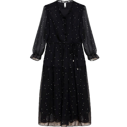 QYM-424A828黑色波点雪纺夏季薄款中长款提花时尚气质裙 商品图4
