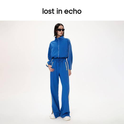 lost in echo设计师品牌抽绳短款运动卫衣外套侧开叉运动长裤套装 商品图4