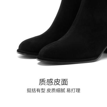 【自营】哈森 专柜同款冬季粗跟反绒皮长女靴 HA237120 商品图6