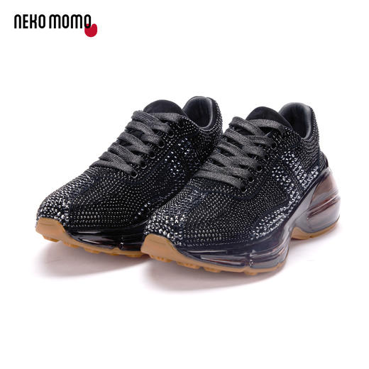 nekomomo2022年秋冬新款商场同款牛皮水钻运动气垫厚底老爹鞋女 商品图2