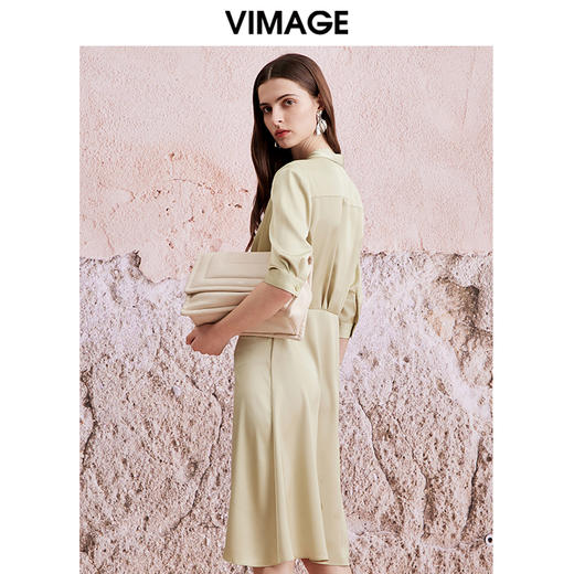 VIMAGE纬漫纪夏季新款法式V领高腰气质显瘦连衣裙V2107721 商品图4