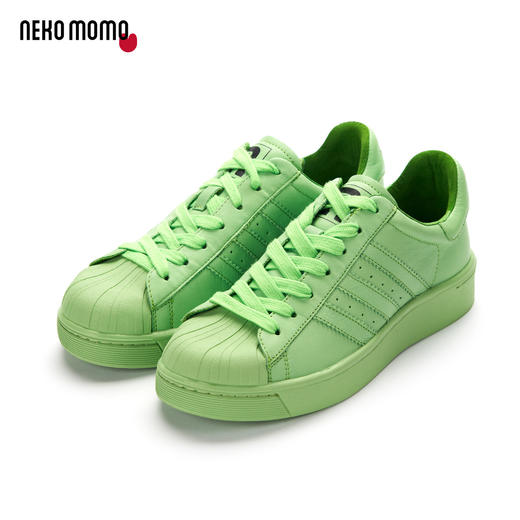 nekomomo2022年秋季款商场同款头层牛皮贝壳头浅口休闲鞋板鞋女 商品图0