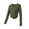 TITIKA弧形下摆长袖T恤女修身短款休闲运动上衣11129 商品缩略图4