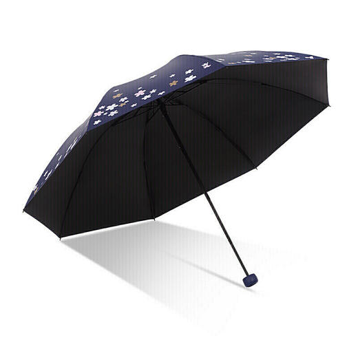 天堂伞 33633E浪漫樱花，涤丝纺黑胶三折8骨晴雨伞 商品图2