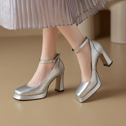 【预售5天】粗跟玛丽珍方头厚底，防水台高跟鞋FH&D03 商品图0