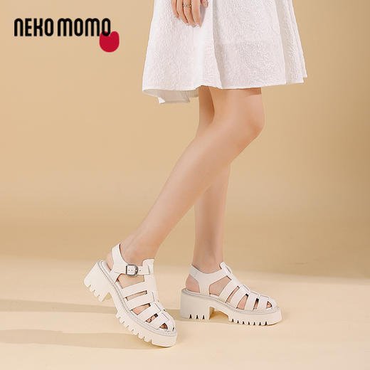 nekomomo2023年夏季新款商场同款牛皮超轻厚底洞洞凉鞋女猪笼鞋女M22BG25141 商品图4