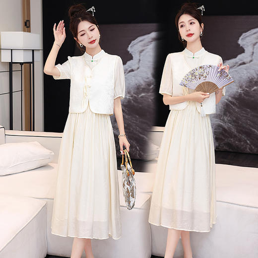 气质减龄，新中式连衣裙高级感马甲两件套HR-YAX2416 商品图5