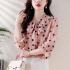 KQLE216N8010 2024春季新款蝴蝶结系带洋气显瘦百搭花色上衣七分袖衬衫 商品缩略图2