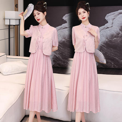 气质减龄，新中式连衣裙高级感马甲两件套HR-YAX2416 商品图4