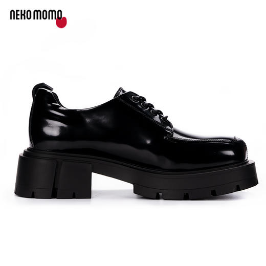 nekomomo2023年春夏新款商场同款牛皮纯黑系带厚底增高休闲皮鞋M22AM19581女 商品图2