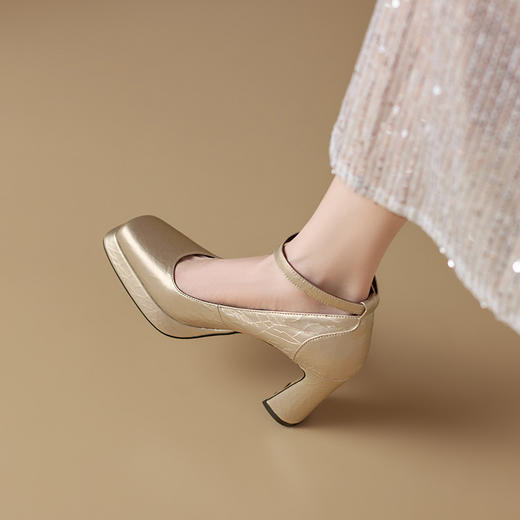 【预售5天】粗跟玛丽珍方头厚底，防水台高跟鞋FH&D03 商品图7