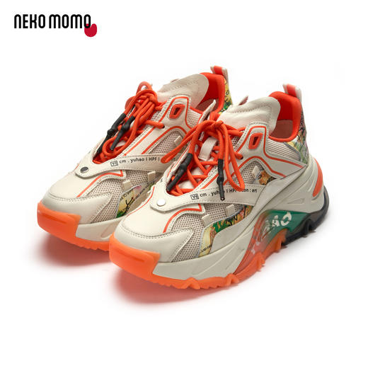nekomomo2022年秋冬新款商场同款头层牛皮超轻厚底运动鞋老爹鞋M20CM31321女 商品图0