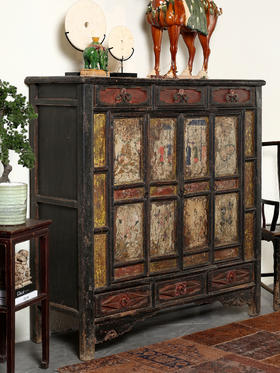 Lily's Antiques五彩大柜中式家具老物件民宿收藏手工彩绘储物柜