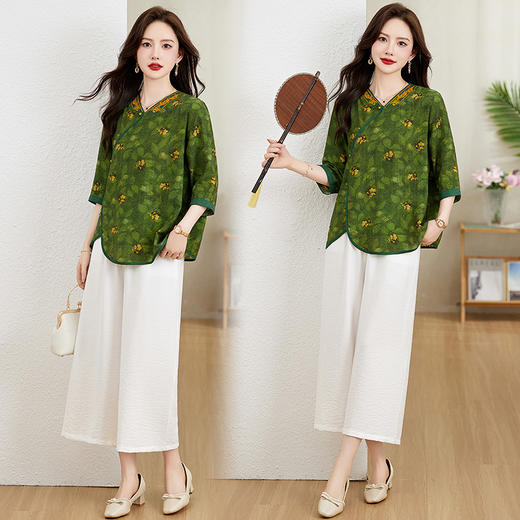 时尚优雅，印花刺绣两件套HR-MY8872 商品图2