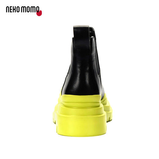 nekomomo切尔西短靴女2022秋冬新款超轻厚底增高牛皮烟筒马丁靴M21DS44391 商品图4