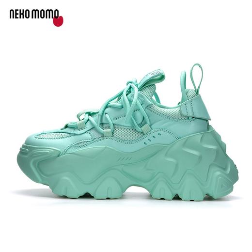 nekomomo2023年春季新款牛皮网面超轻厚软底增高品牌休闲老爹鞋M22AM19631女 商品图3