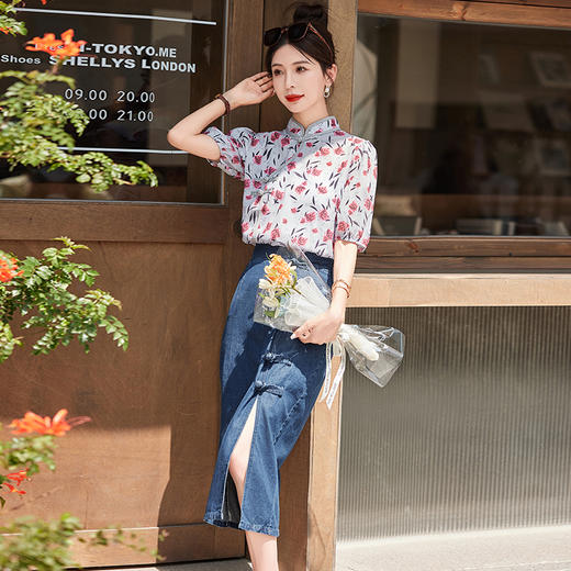 国风中式改良，牛仔半裙两件套HR-MYL3326 商品图5