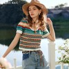 欧芮儿彩虹条纹针织衫女春夏2024新款撞色镂空多巴胺上衣套头小衫 商品缩略图0