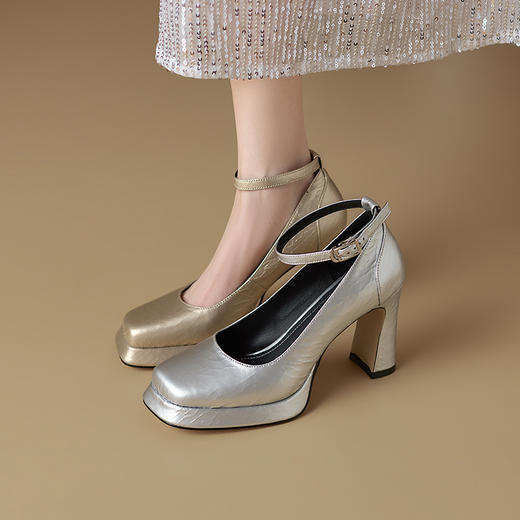 【预售5天】粗跟玛丽珍方头厚底，防水台高跟鞋FH&D03 商品图5