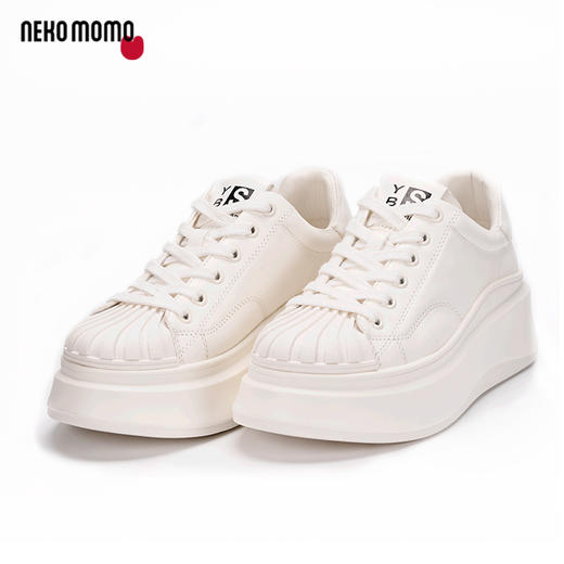 nekomomo2023年春季新款商场同款牛皮超轻厚底休闲板鞋小白鞋女M22CM37341 商品图0