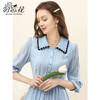 勿忘花蓝色气质衬衫连衣裙女装2025春季新款名媛显瘦修身裙子早春 商品缩略图1