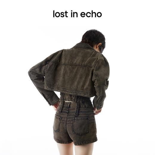 lost in echo设计师品牌Ari系列雪花重工做旧牛仔外套短裤套装女 商品图3