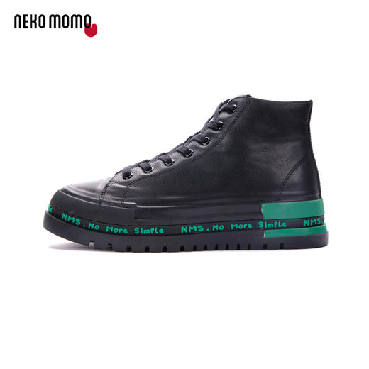 nekomomo2023年春季新款商场同款牛皮厚底高帮黑色板鞋女老爹鞋M20DS40151 商品图1
