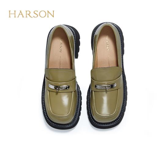 【自营】哈森 女鞋专柜2022秋季新款粗跟英伦乐福女单鞋 HL228801 商品图4
