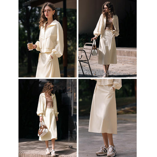 OLrain欧芮儿杏色时尚套装女春季2024年新款宽松显瘦运动两件套装 商品图2