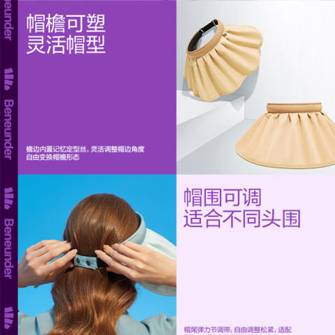 蕉下纭际系列贝壳倍护防晒空顶帽（芋灰粉）/顶【帽檐18cm】 商品图5