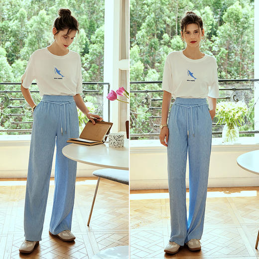 OLrain欧芮儿白色T恤女早春2024新款简约百搭小海豚刺绣短袖上衣 商品图4