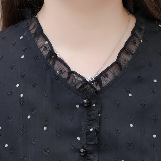QYM-424A828黑色波点雪纺夏季薄款中长款提花时尚气质裙 商品图3