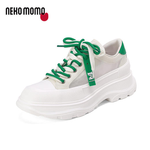 nekomomo2023年秋季新款商场同款头层牛皮网面超轻小白鞋老爹鞋女M22AM11681 商品图1