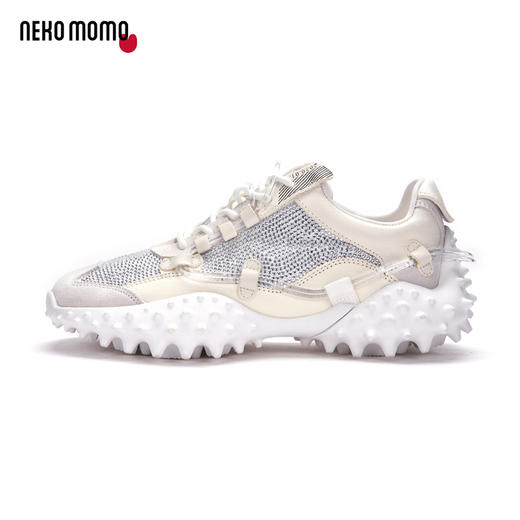 nekomomo2023年春季新款商场同款头层牛皮镶钻系带厚底老爹鞋女M21AM12971 商品图3