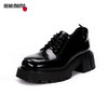 nekomomo2023年春夏新款商场同款牛皮纯黑系带厚底增高休闲皮鞋M22AM19581女 商品缩略图3