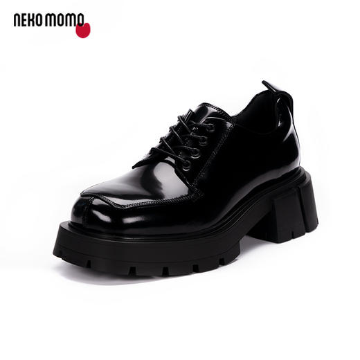 nekomomo2023年春夏新款商场同款牛皮纯黑系带厚底增高休闲皮鞋M22AM19581女 商品图3