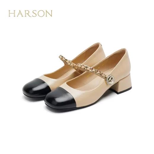 【自营】哈森 2024春季新款粗跟中跟圆头浅口女单鞋 HS237146 商品图1