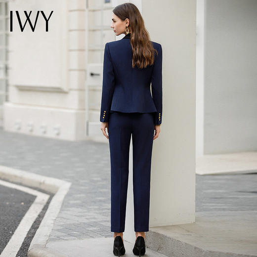 IWY/气质小个子藏青色西服外套高端设计感职业女裤商务总裁西装工作服CP1967 商品图4